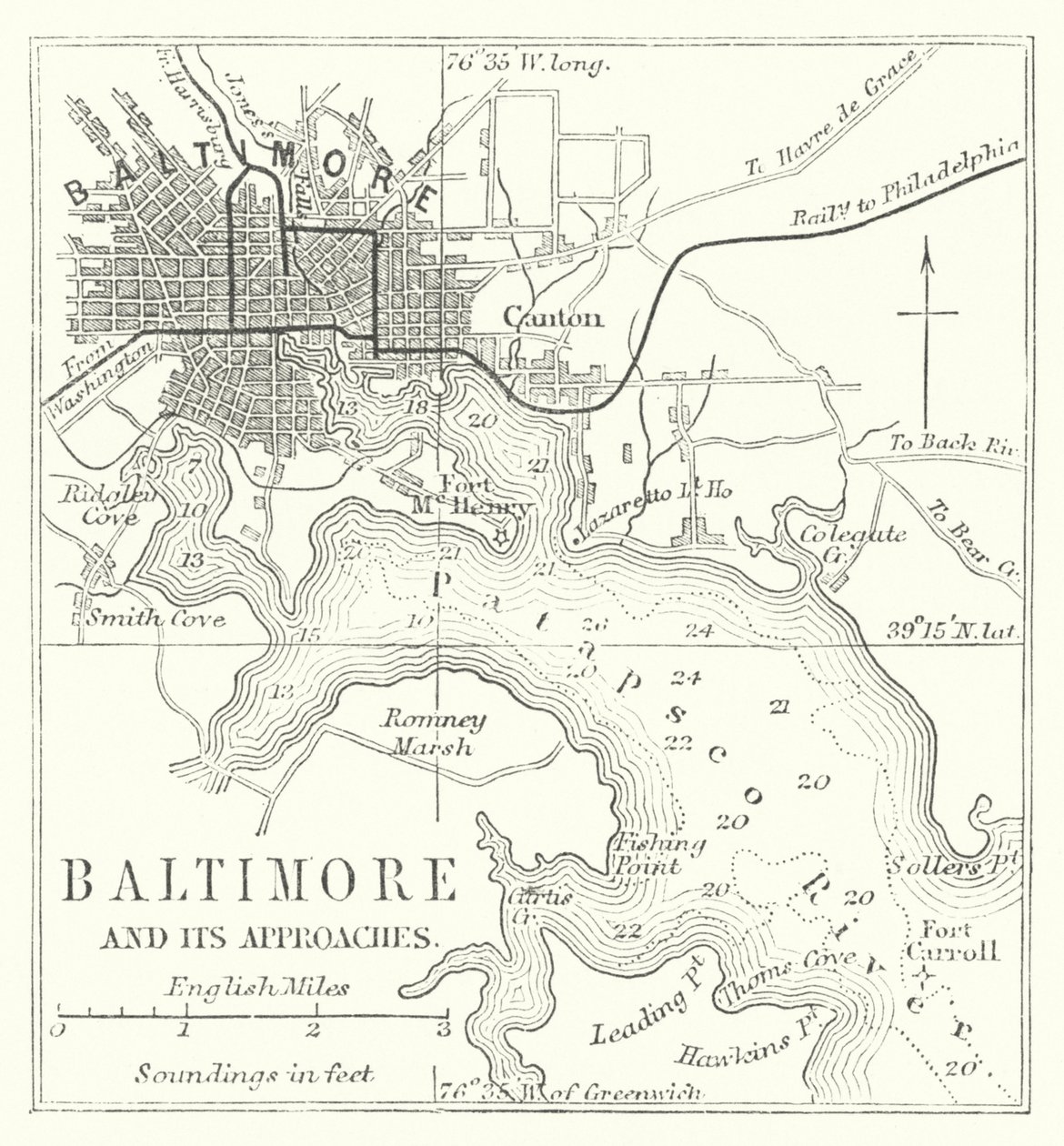 Baltimore és megközelítése (metszet) alkotó: English School