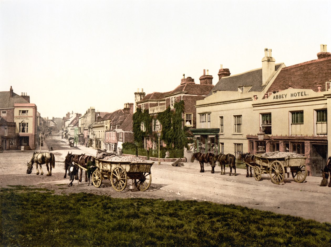 Battle High Street (kézzel színezett fotó) alkotó: English School
