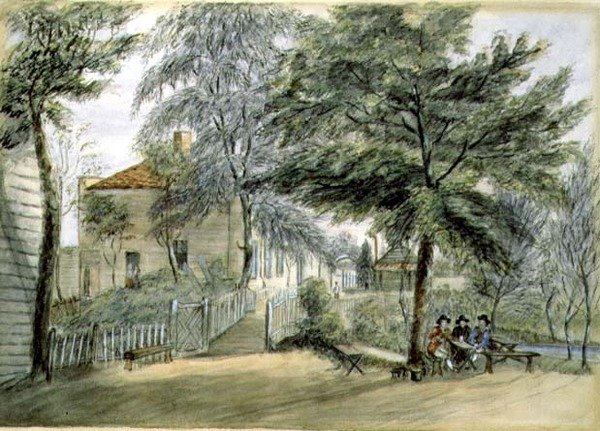 Bayswater Tea Gardens (akvarell papíron) alkotó: English School