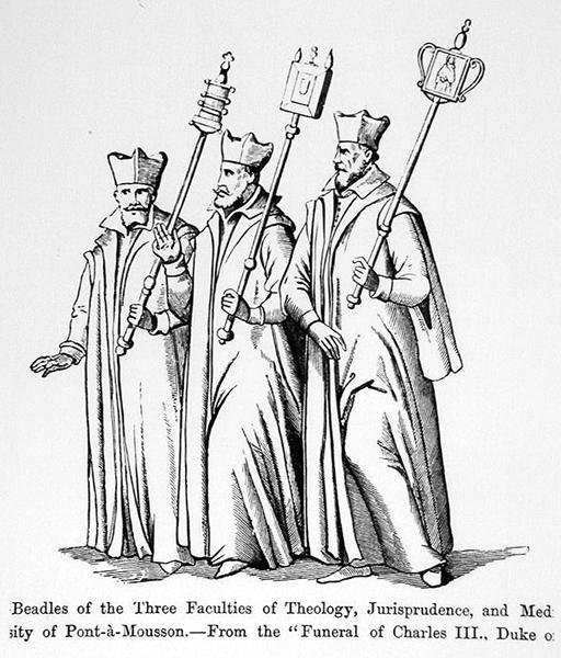 A három teológiai, jogtudományi és orvostudományi fakultás gyöngyei, III. Károly (1543-1608) Lotaringia hercegének temetéséből, illusztráció a Tudomány és Irodalom a középkorban és th. alkotó: English School