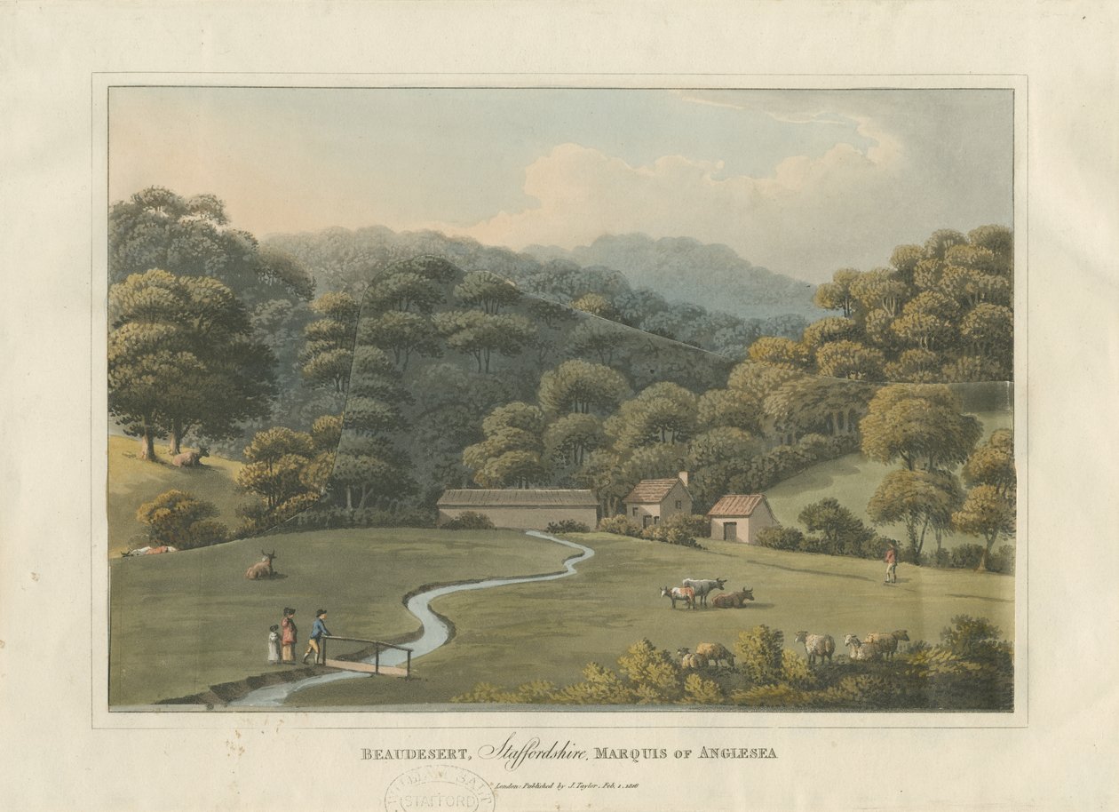 Beaudesert Park: színes akvatinta metszet, 1816 alkotó: English School