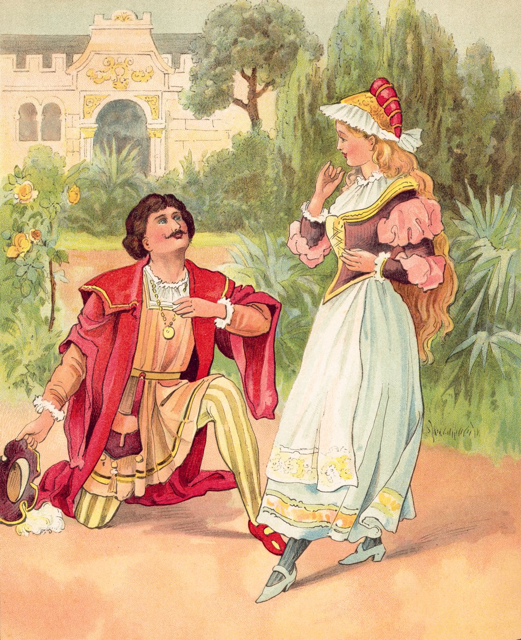 A Szépség és a Szörnyeteg, itt egy jóképű herceggé változott (színes litográfia) alkotó: English School