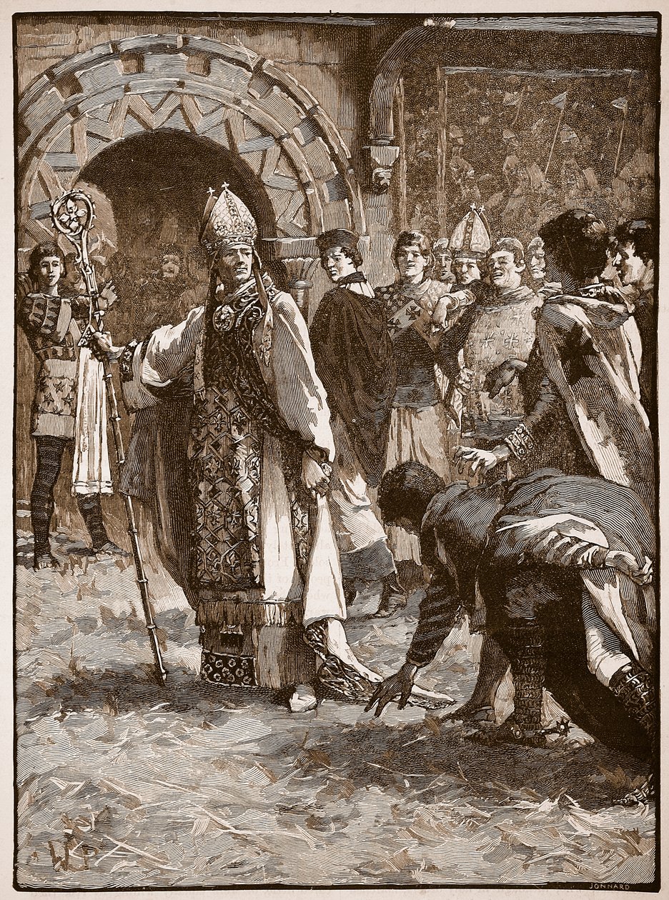 Becket ellenségei előtt a northamptoni tanácsteremben, illusztráció a Cassells Illustrated History of Englandből (szépia fotó) alkotó: English School