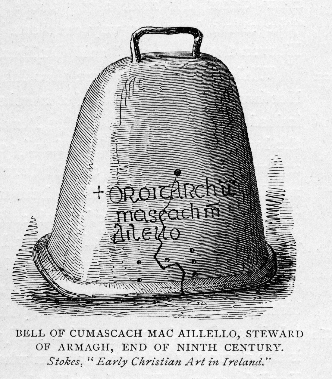 Cumascach harangja Mac Aillelo, Armagh intézője, 9. század vége, illusztrációja J. R. Greentől: Az angol nép rövid története, 1892. alkotó: English School