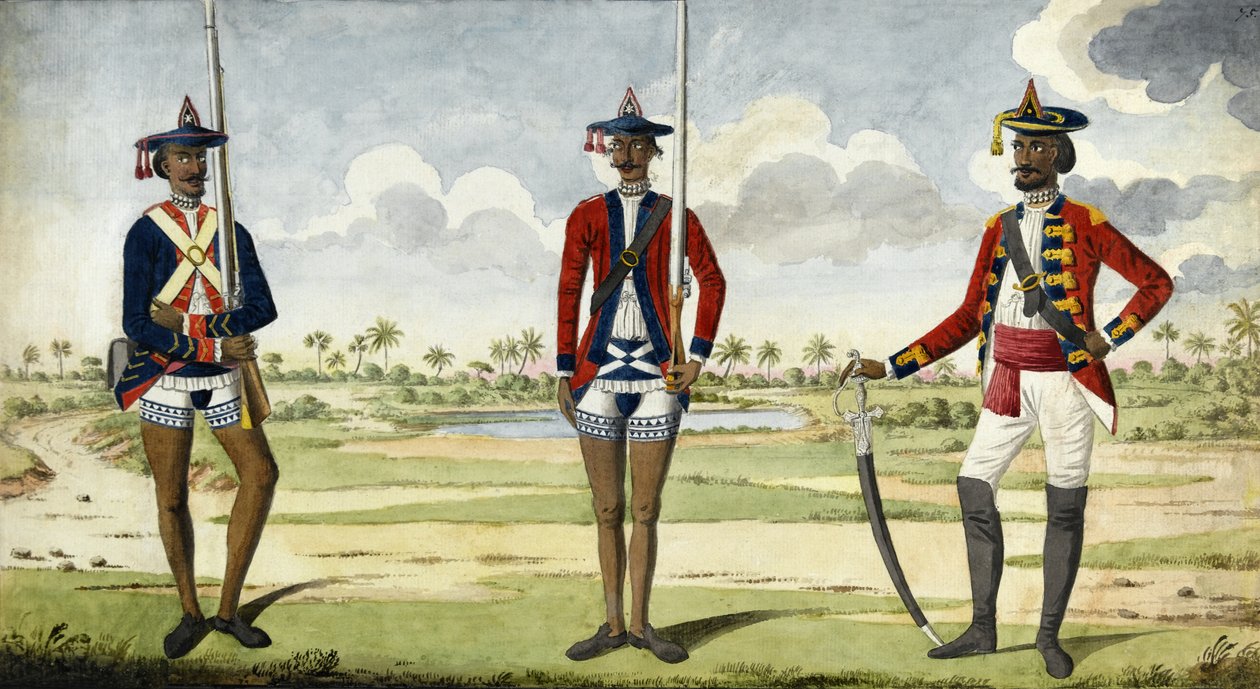Bengáli hadsereg csapatai, 1785 körül alkotó: English School