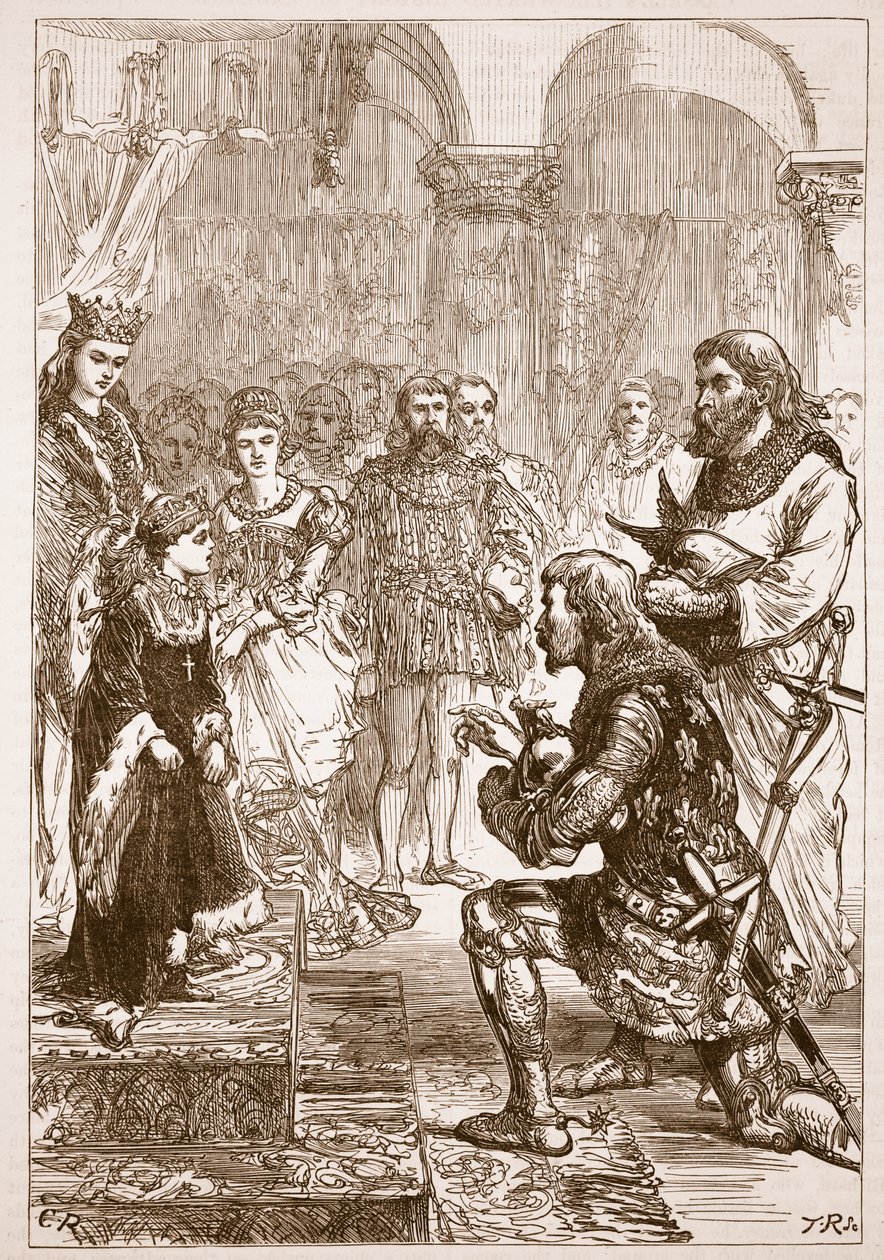 Izabella hercegnő eljegyzése Richarddal, illusztráció a Cassells Illustrated History of Englandből (szépia fotó) alkotó: English School