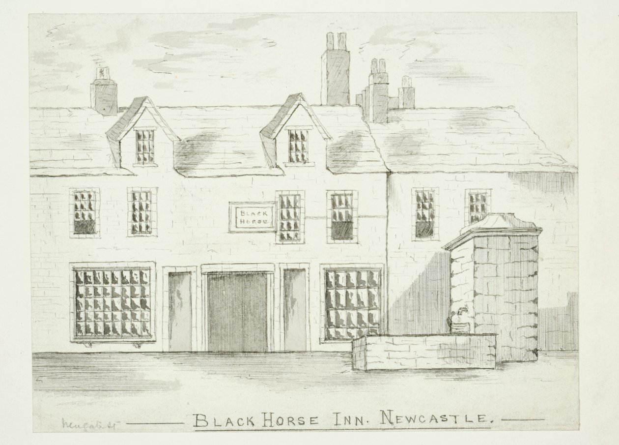 Black Horse Inn, Newcastle upon Tyne (tinta (mosás) és toll és tinta papíron) alkotó: English School