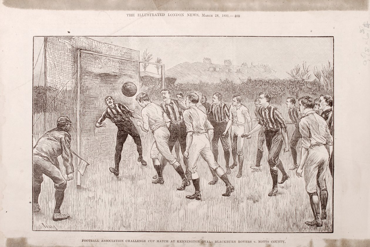 Blackburn Rovers vs. Nottingham County a Kennington Ovalban, az Illustrated Sporting and Dramatic Newsból, 1891. március 23. alkotó: English School