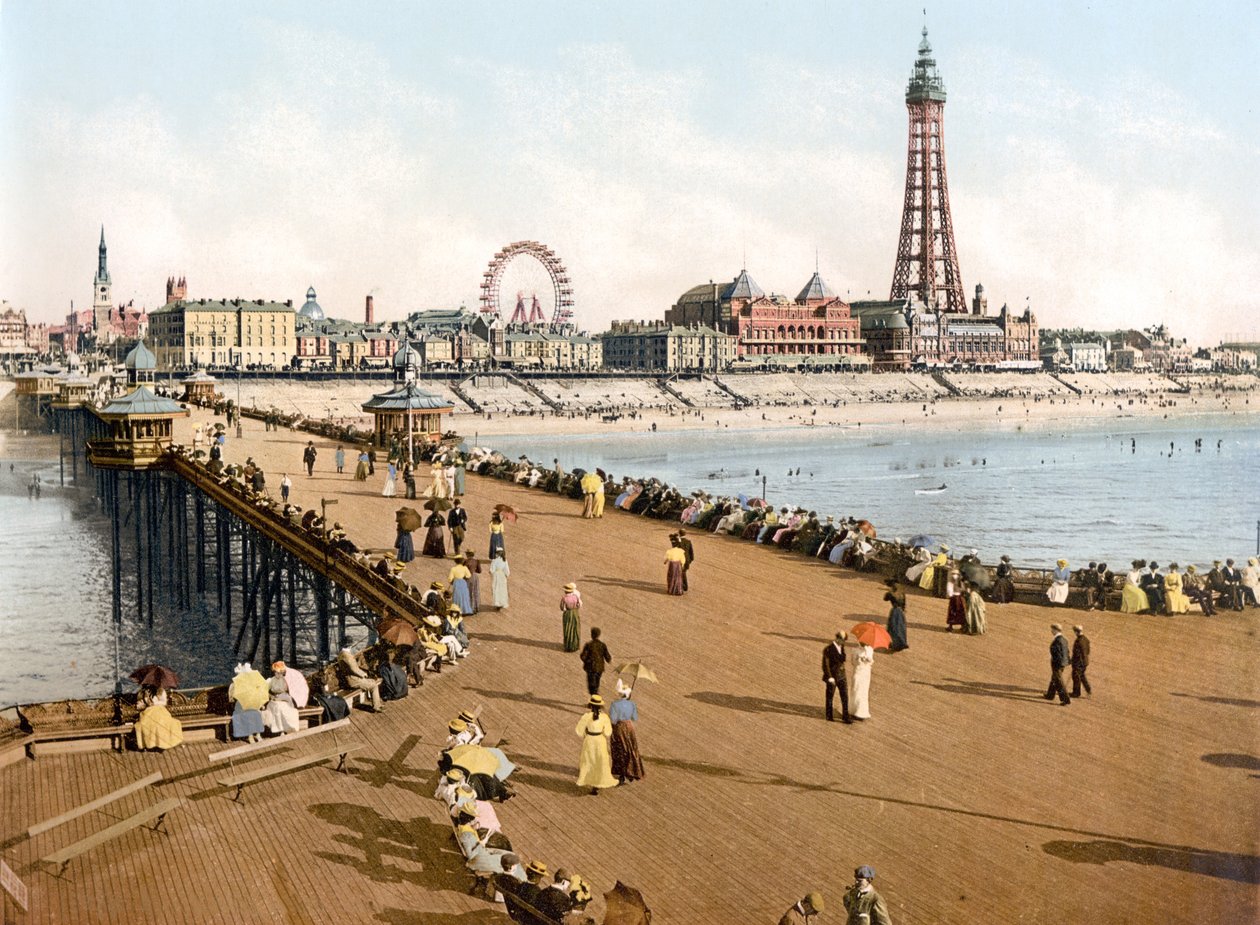 Blackpool az északi mólóról (kézzel színezett fotó) alkotó: English School