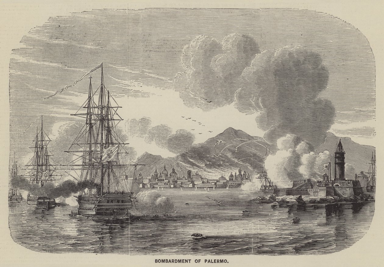 Palermo bombázása (metszet) alkotó: English School