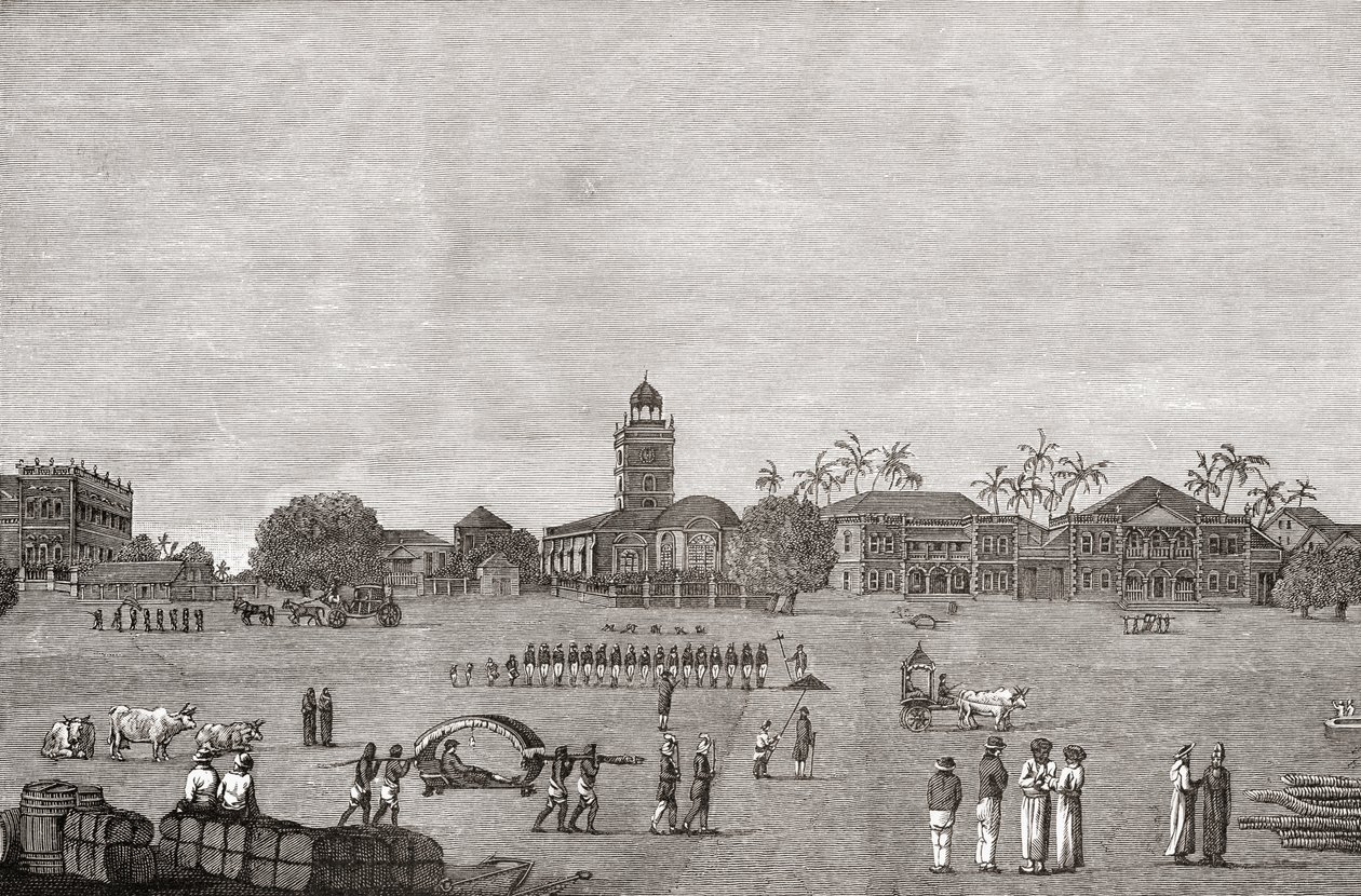 Bombay Green, Dél-Mumbai, India 1767-ben, J. R. Green „A Short History of the English People” című művéből, 1893-ban alkotó: English School