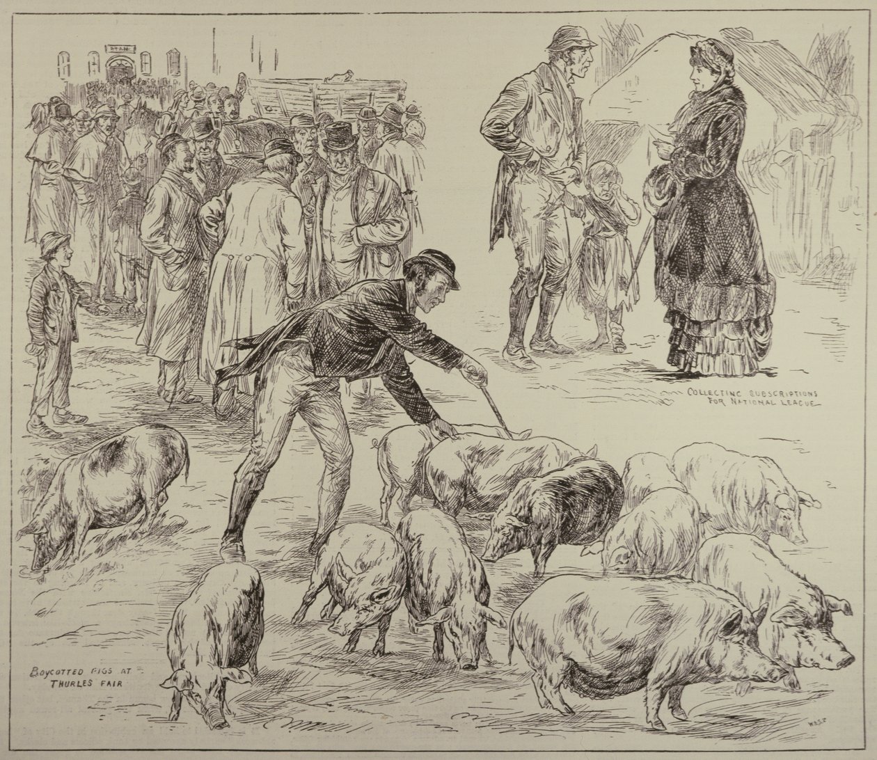 Bojkottálás Írországban, a The Illustrated London Newsból, 1886. október 4 alkotó: English School