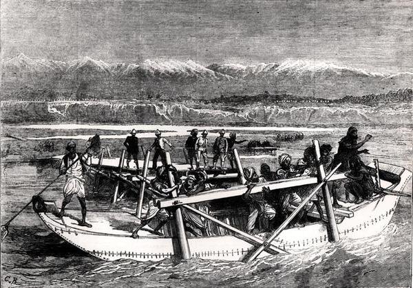 A Kabul folyó áthidalása Jellalabadnál (metszet) (fekete-fehér fotó) alkotó: English School