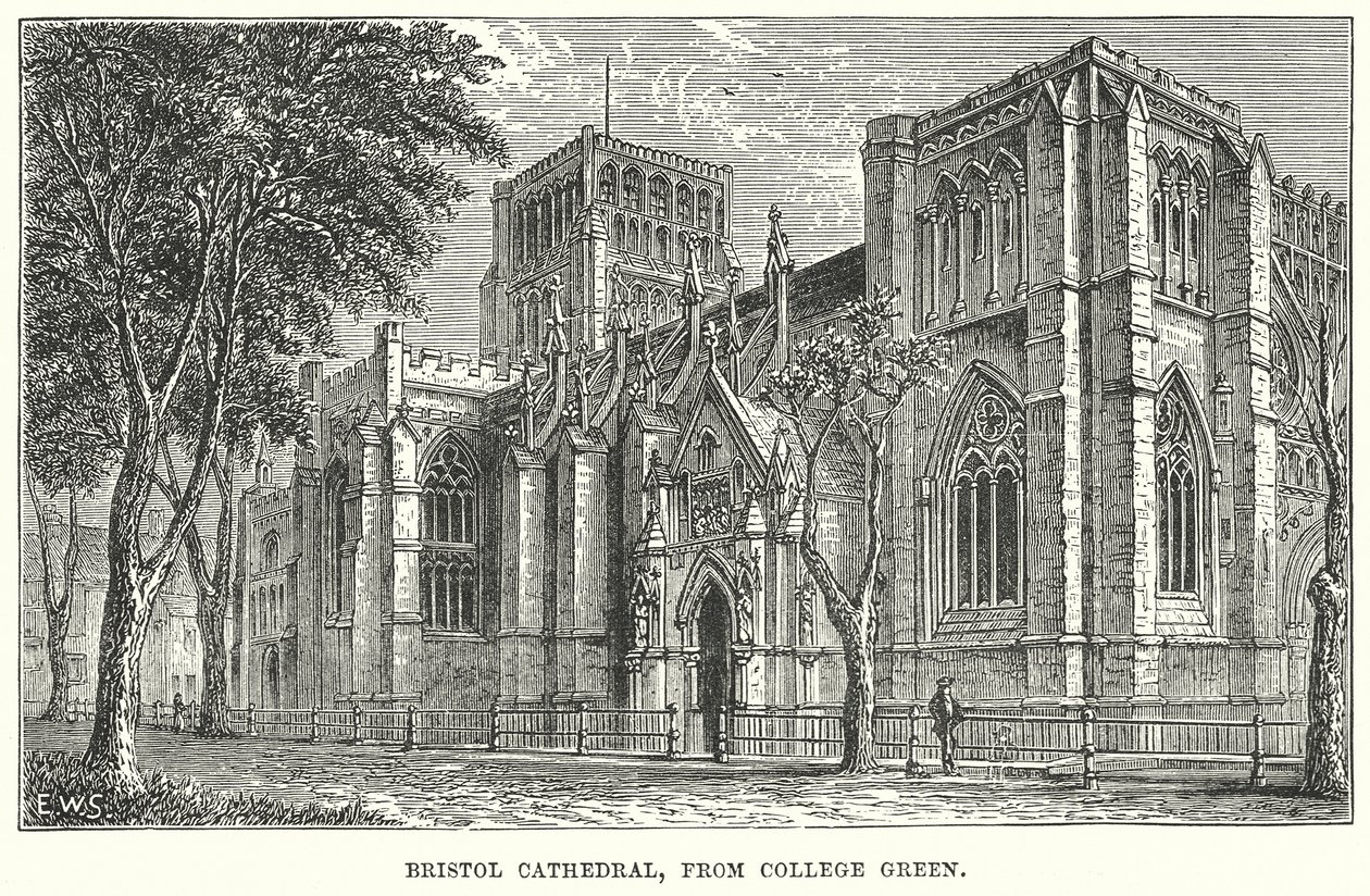 Bristoli katedrális a College Green felől (metszet) alkotó: English School