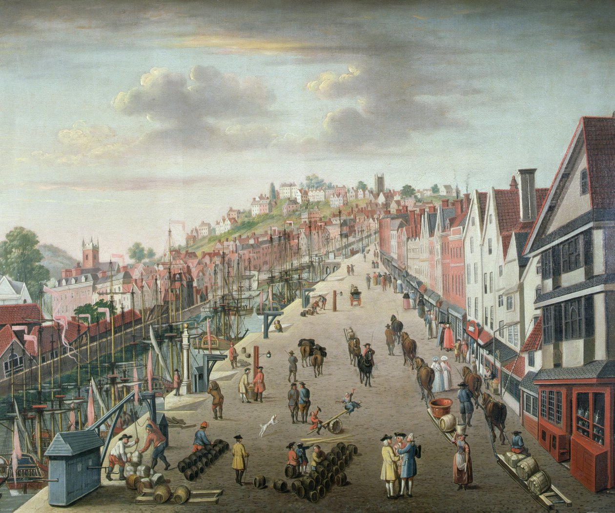 Bristol Docks and Quay, 1760 körül (olaj, vászon) alkotó: English School