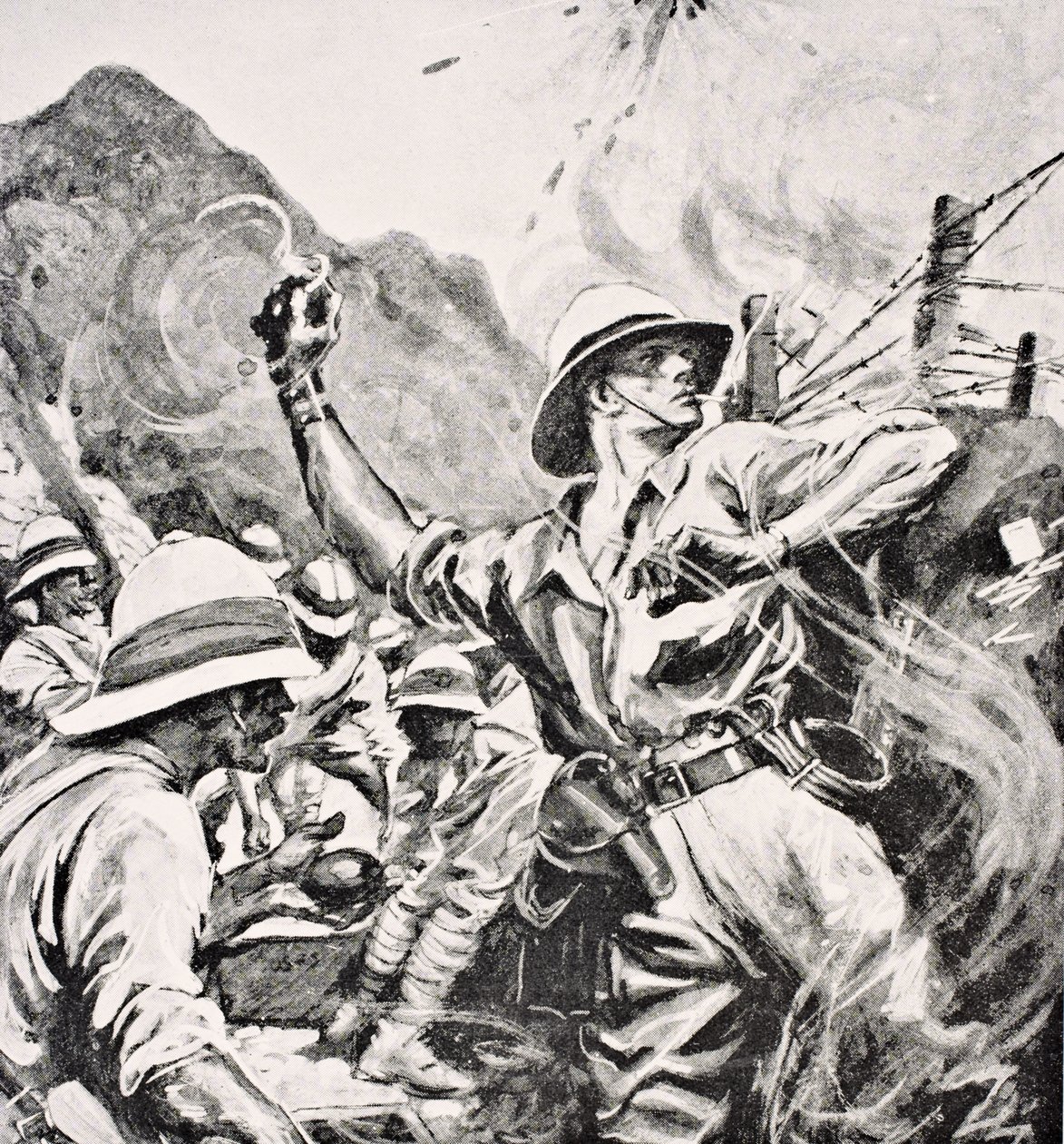 W.T. Forshaw VC brit hadnagy a „The War Illustrated Album deLuxe” című albumából, 1916-ban Londonban alkotó: English School