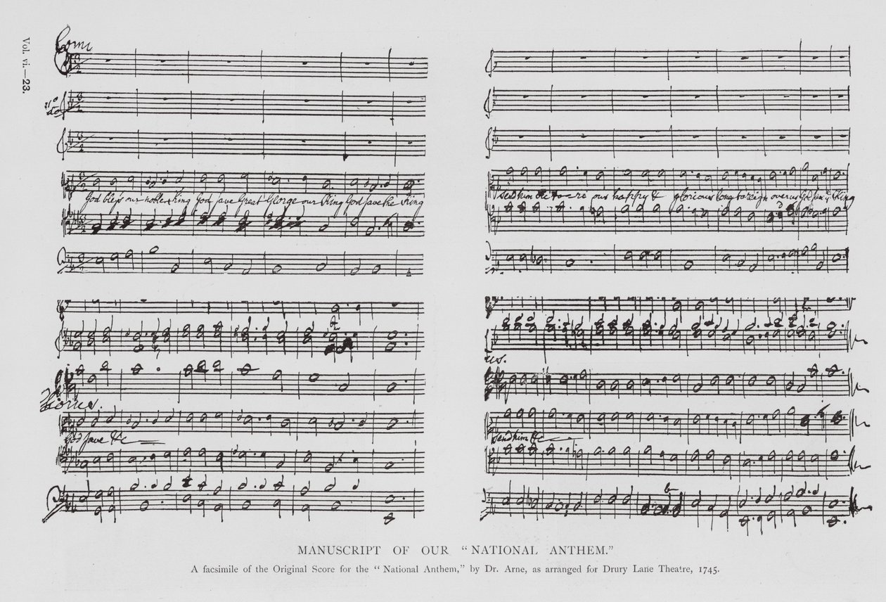 Brit nemzeti himnusz, a Drury Lane Színházban előadva alkotó: English School
