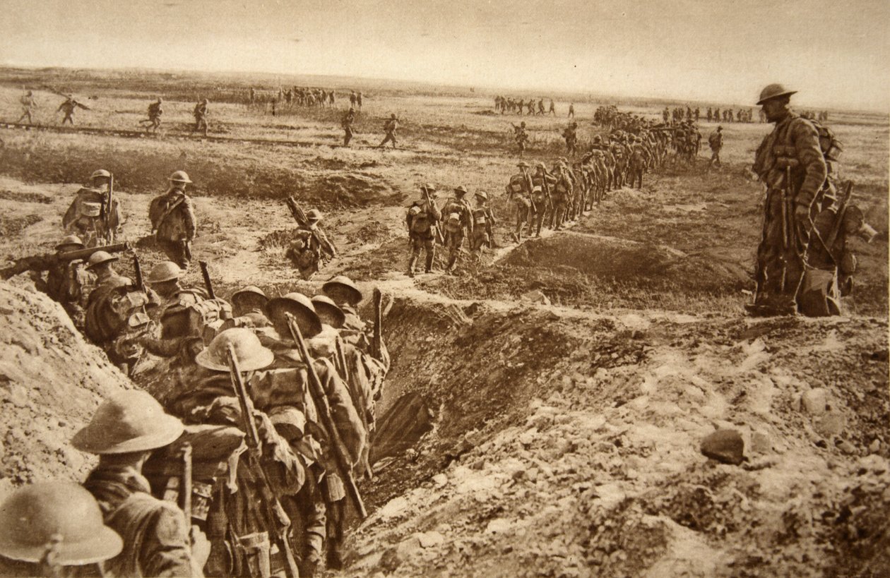 A brit gyalogság előrenyomul a Cambrai felé, 1914-1919 alkotó: English School