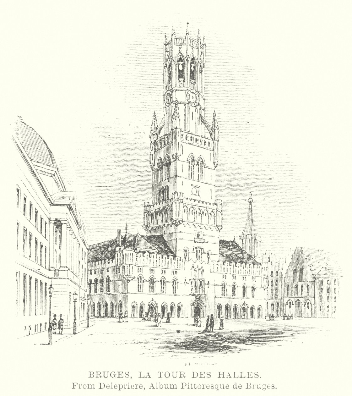 Brugge, A Halles-torony (metszet) alkotó: English School