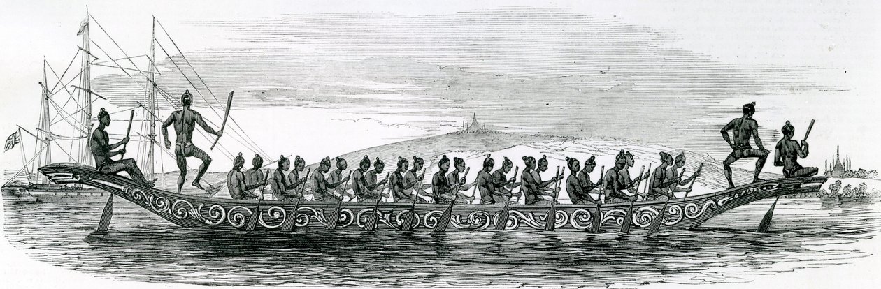 Burmai háborús hajó, a The London Illustrated Newsból, 1852 alkotó: English School
