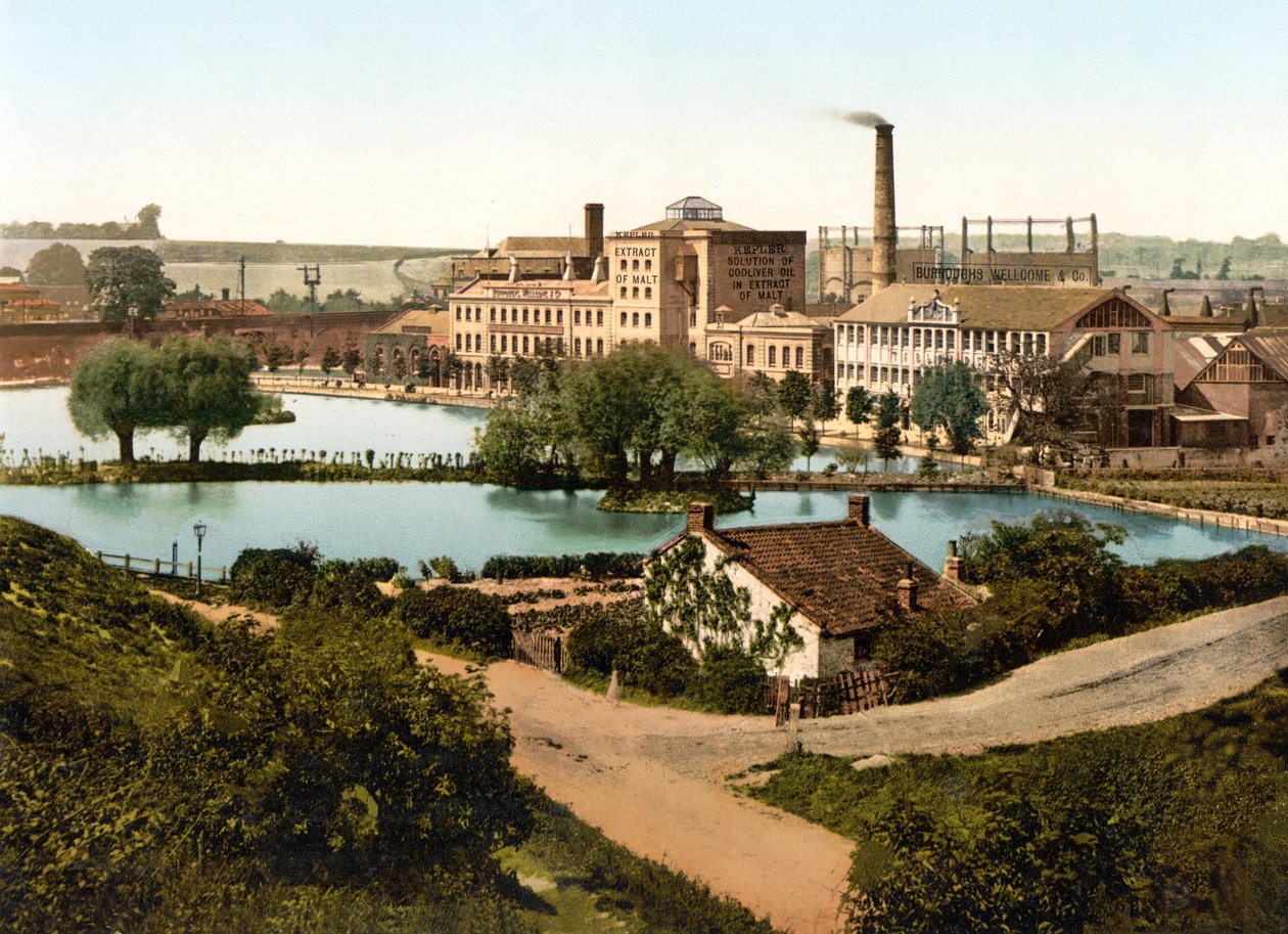 Burroughs, Wellcome & Company Factory, Dartford (kézzel színezett fotó) alkotó: English School