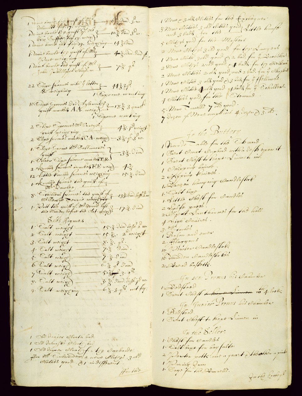 Bursars Long Book, amely egy leltárt mutat be 1631-től alkotó: English School