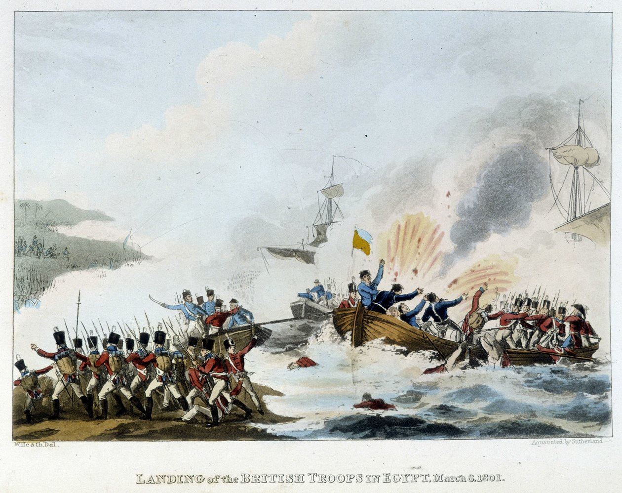 Egyiptom hadjárata (expedíciója) (1798-1801): Az angol hadsereg leszállása Egyiptomban, március 8. alkotó: English School