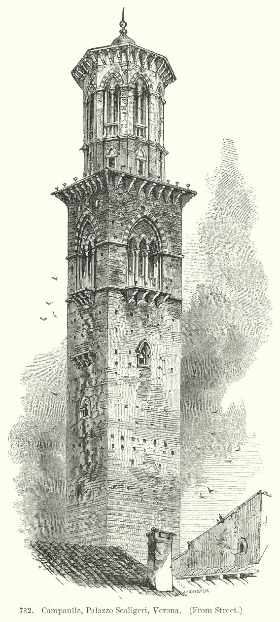 Campanile, Palazzo Scaligeri, Verona (metszet) alkotó: English School