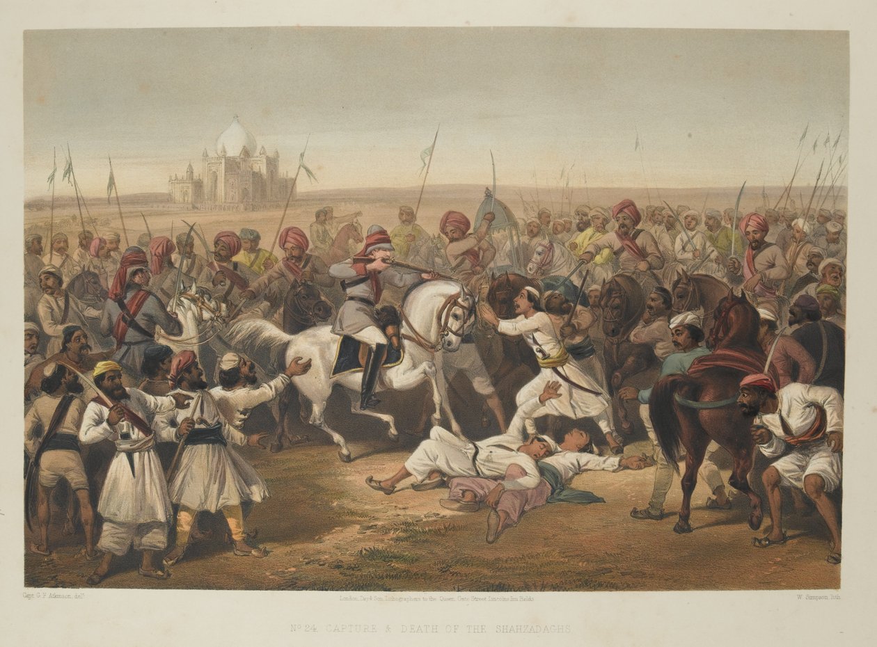 „A Shahzadaghok elfogása és halála”, 1857 alkotó: English School
