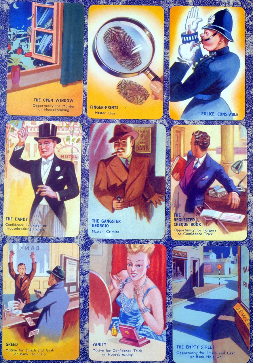Kártyák egy angol család számára Murder Mystery kártyajáték I Commit, 1930 körül alkotó: English School