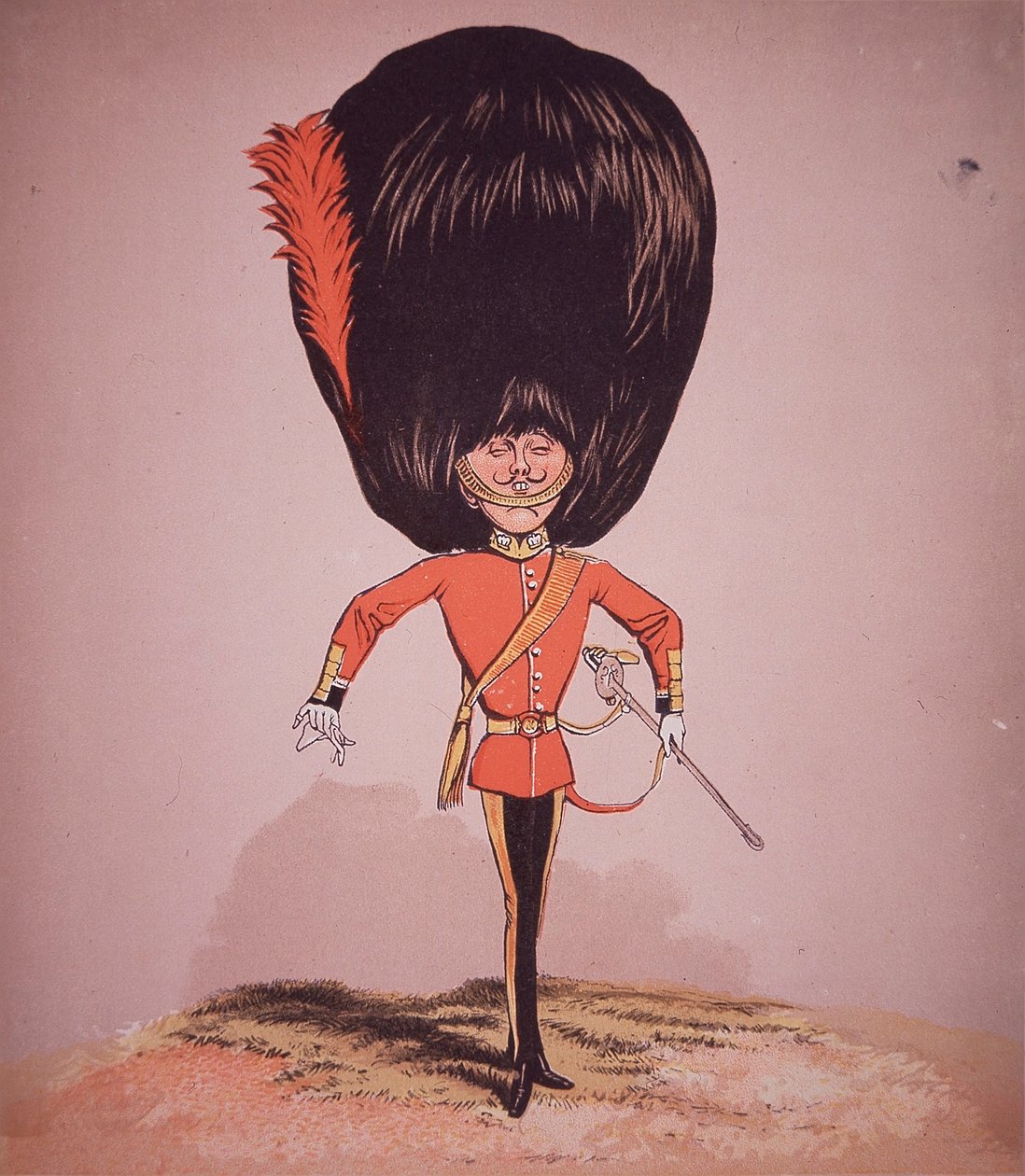 A Coldstream gárdatiszt karikatúrája, Seccombe őrnagy: Army and Navy Drolleries alkotó: English School
