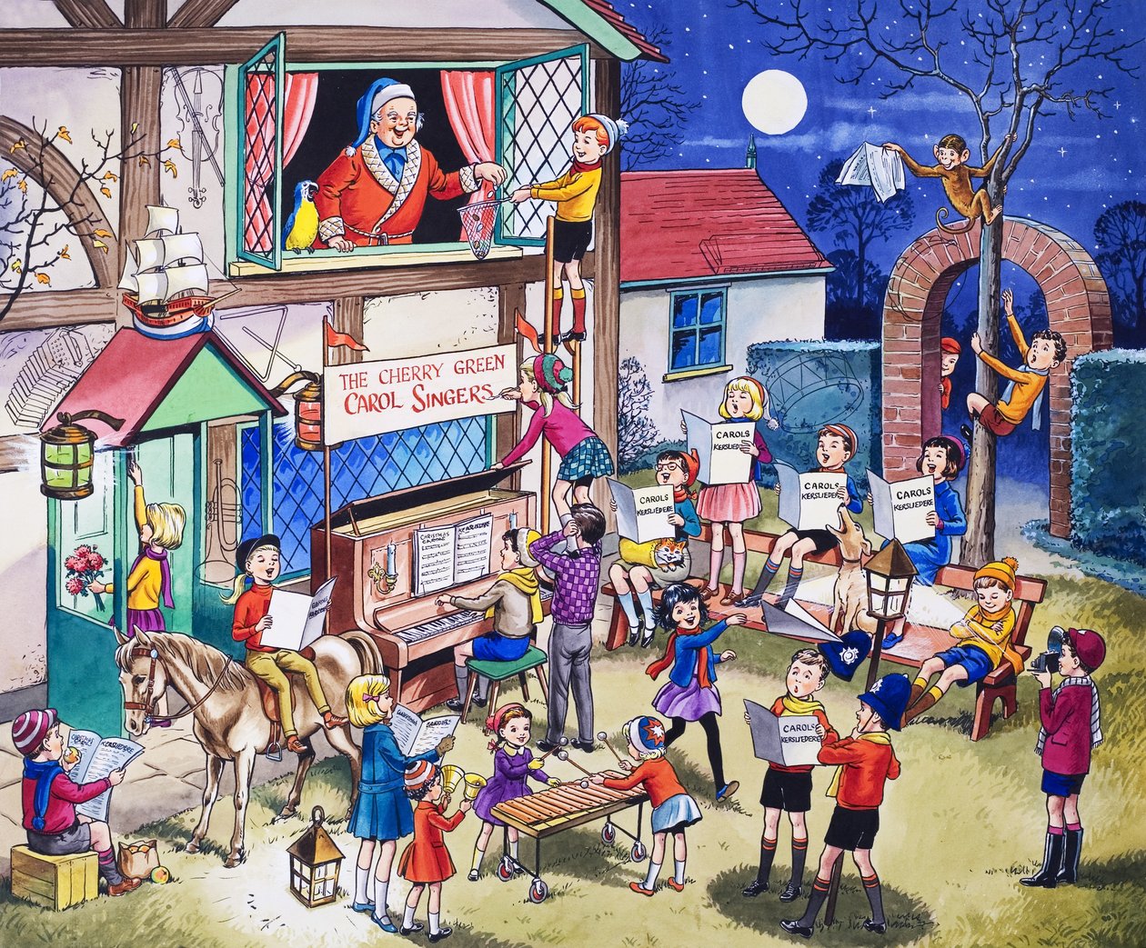 Carol Singers (gouache, papír) alkotó: English School
