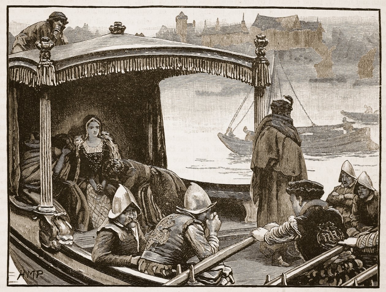 Catherine Howardot a toronyba szállítják, illusztráció a Cassells Illustrated History of Englandből (szépia fotó) alkotó: English School
