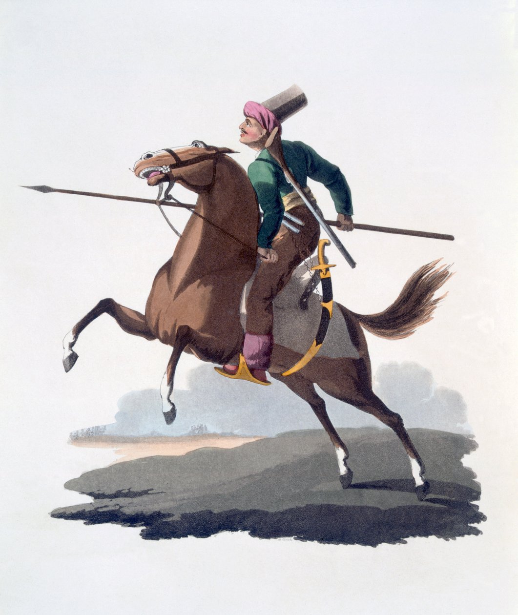 Lovas katona, 1818 (színes akvatinta) alkotó: English School