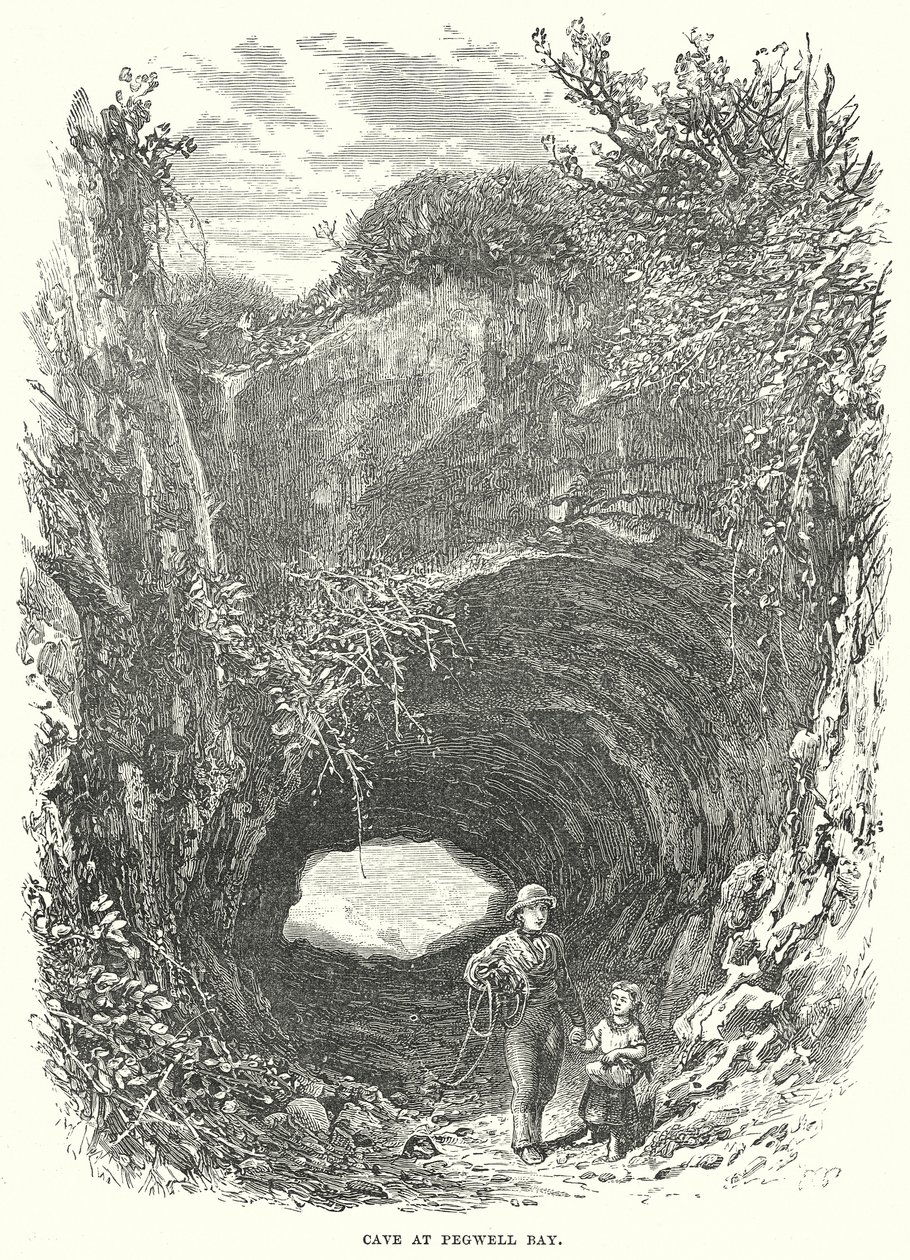 Barlang a Pegwell-öbölben (metszet) alkotó: English School