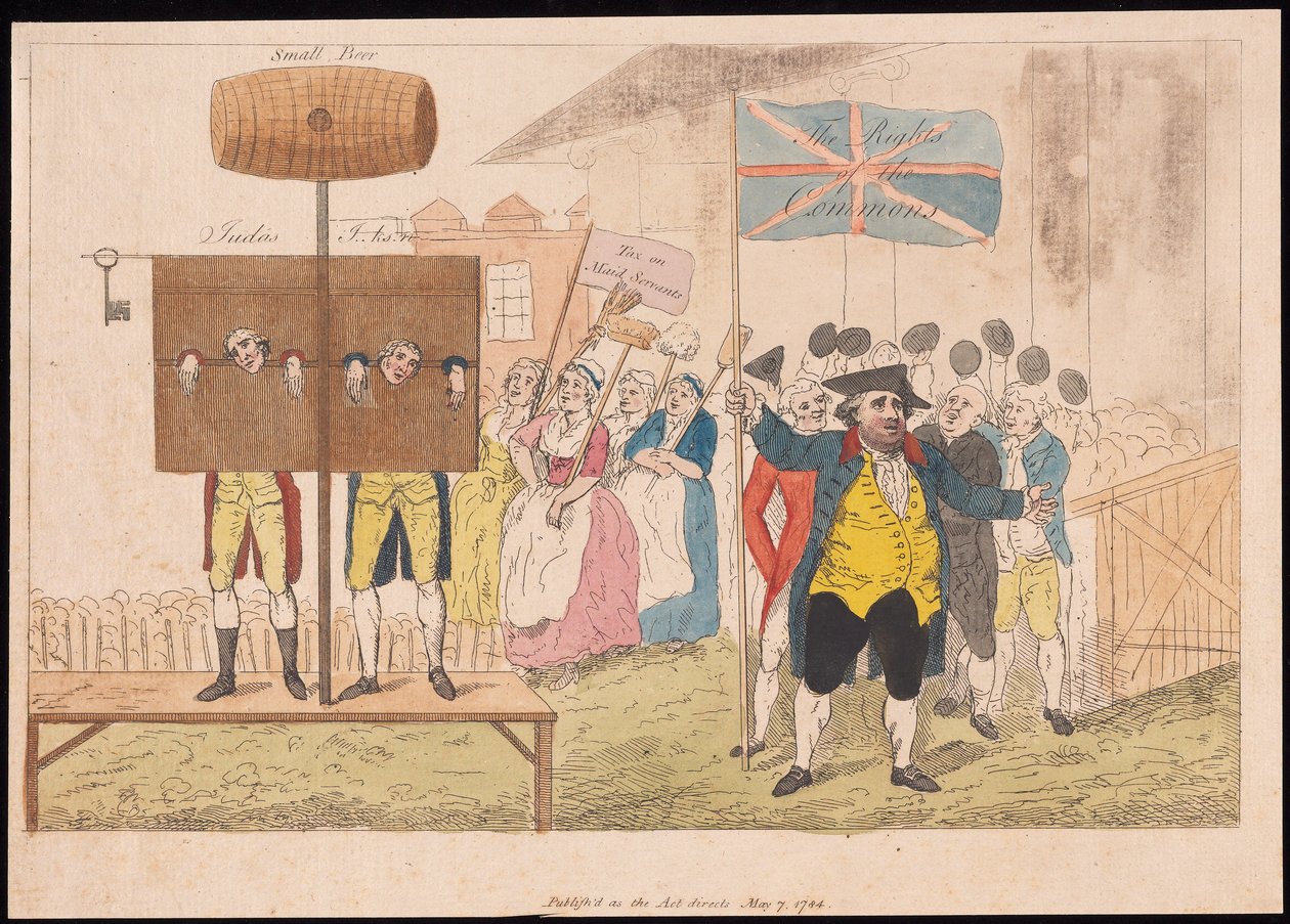 Cecil Wray a Pillory-ban The Rights of the Commons, pub. 1784 (kézzel színezett metszet) alkotó: English School