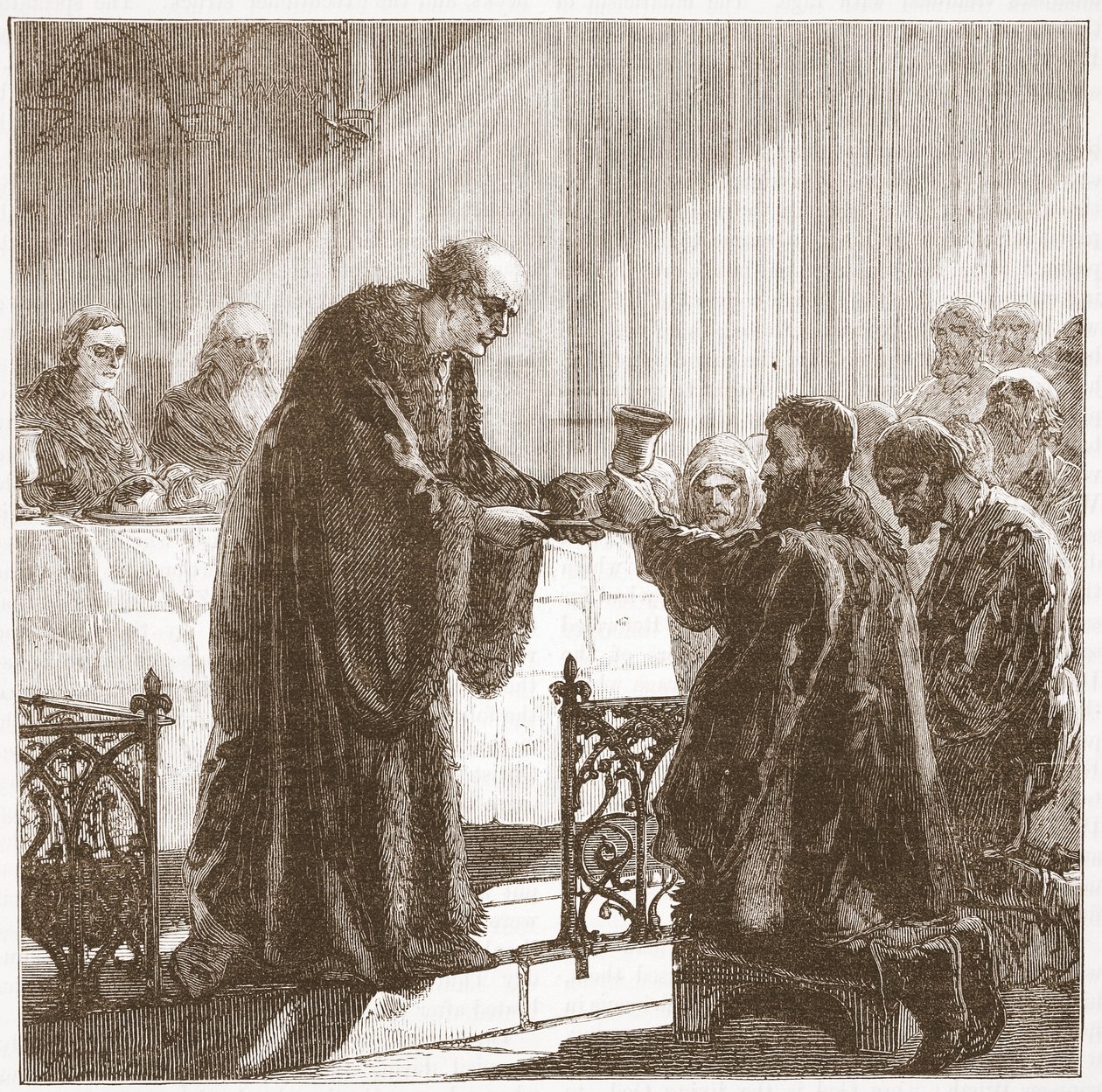 Az Úrvacsora megünneplése protestáns formában a zuricherek által, illusztráció: James Aitken Wylie (1808-1890), The History of Protestantism, pub. 1878 alkotó: English School