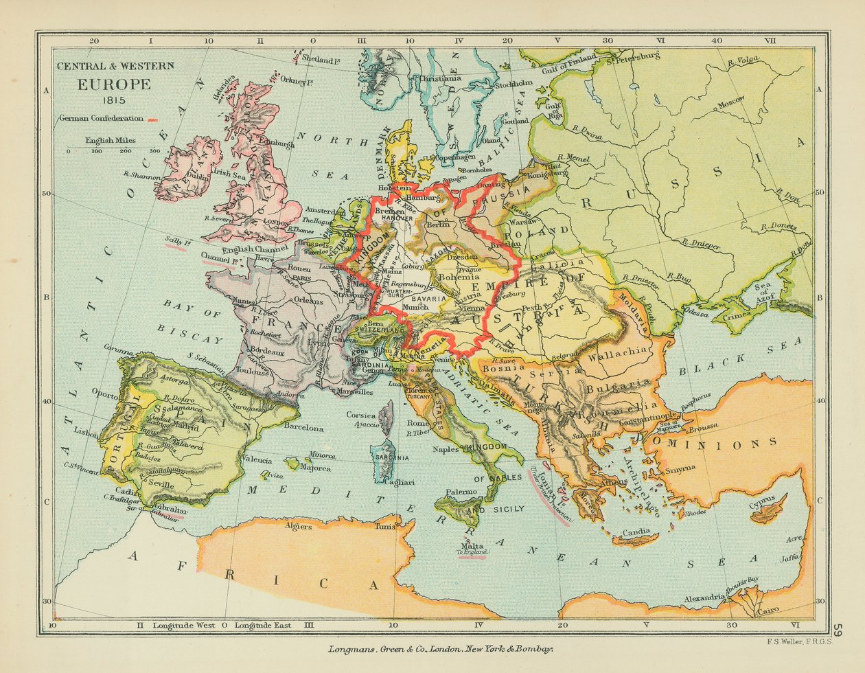 Közép- és Nyugat-Európa (színes litográfia) alkotó: English School