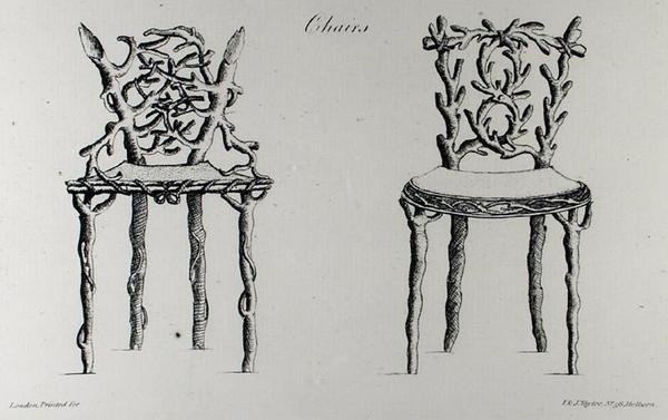 Székek, William Wrighte „Grotesque Architecture, or Rural Amusement” című művéből, 1768-ban megjelent (metszet) (f/w fotó) alkotó: English School