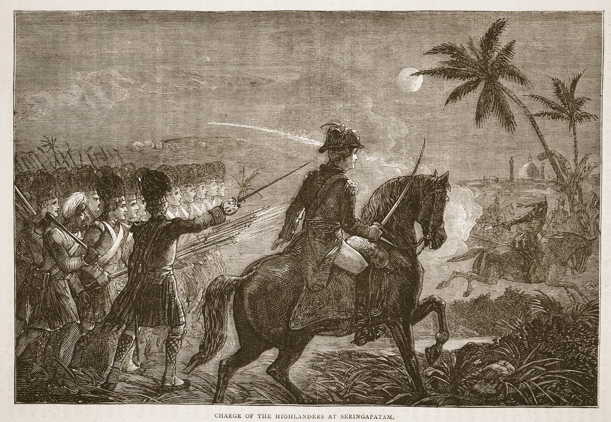 A hegyvidékiek vádja Seringapatamban, illusztráció a Cassells Illustrated History of India című könyvéből, James Grant, pub. 1879 alkotó: English School