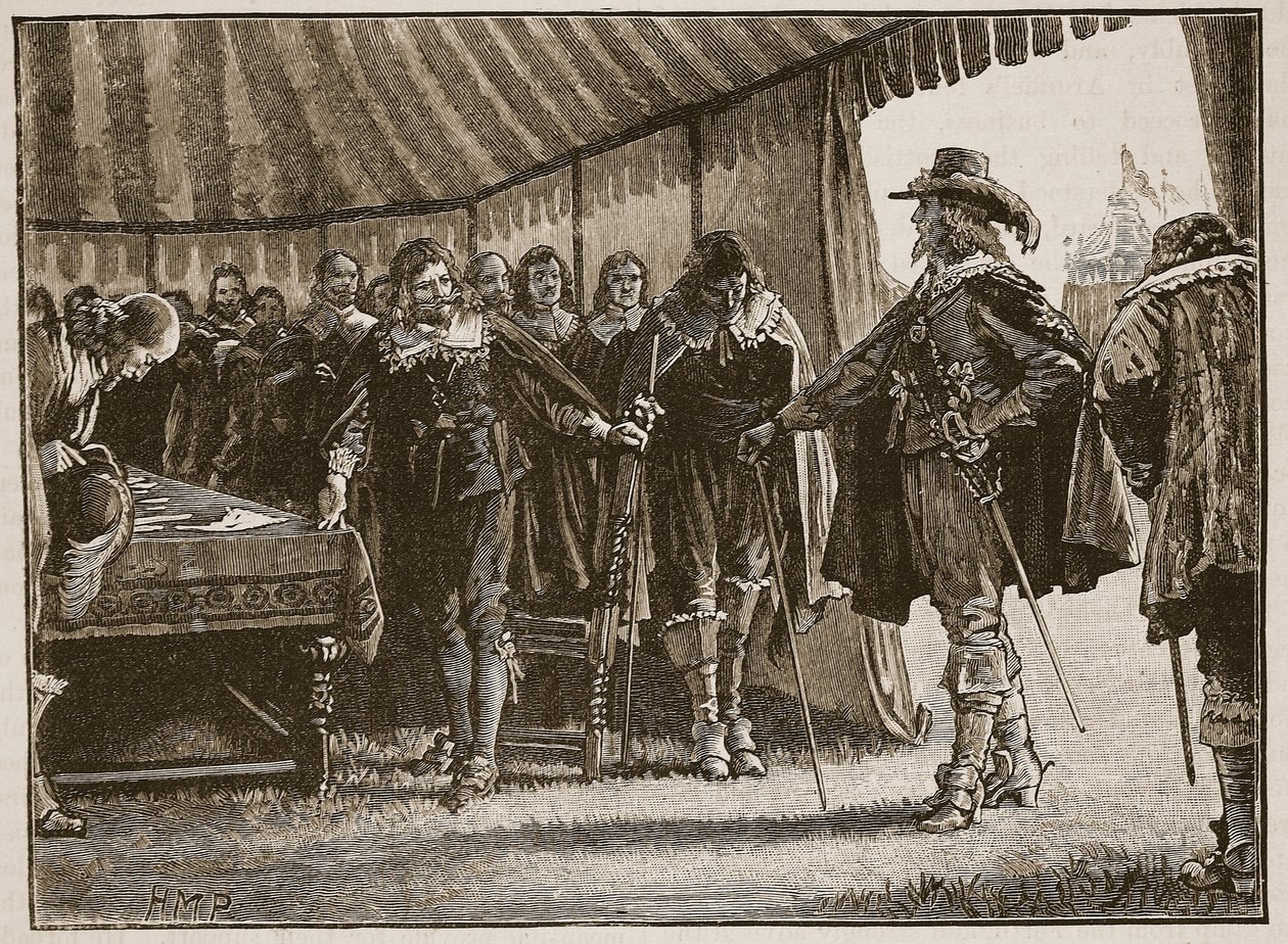 Charles és a skót biztosok, illusztráció a Cassells Illustrated History of Englandből (szépia fotó) alkotó: English School