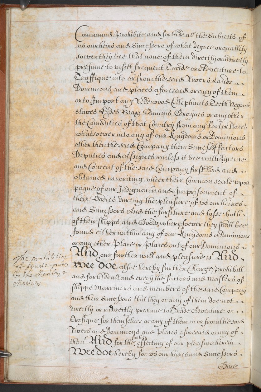 Az Afrikában kereskedő angol királyi kalandorok társaságának kiadott charta, Sloane MS 205, f.8v. alkotó: English School