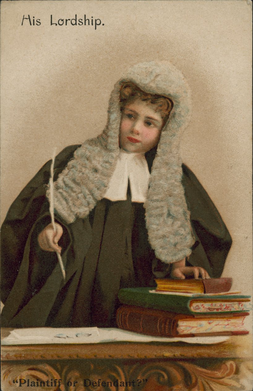 Bírónak öltözött gyermek (színes litográfia) alkotó: English School