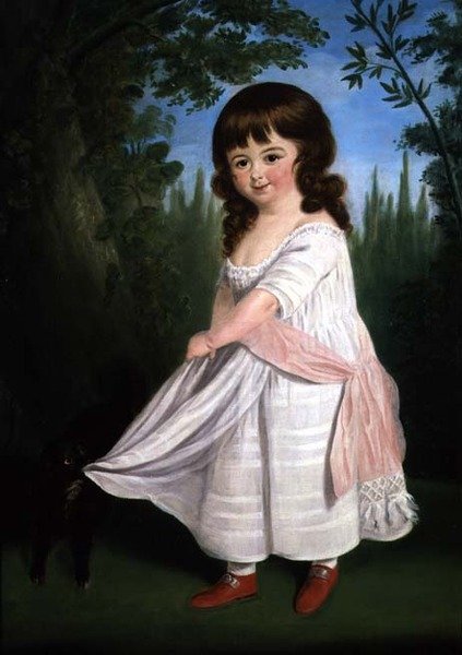 Gyermek játszik a kutyájával, 1800 körül alkotó: English School
