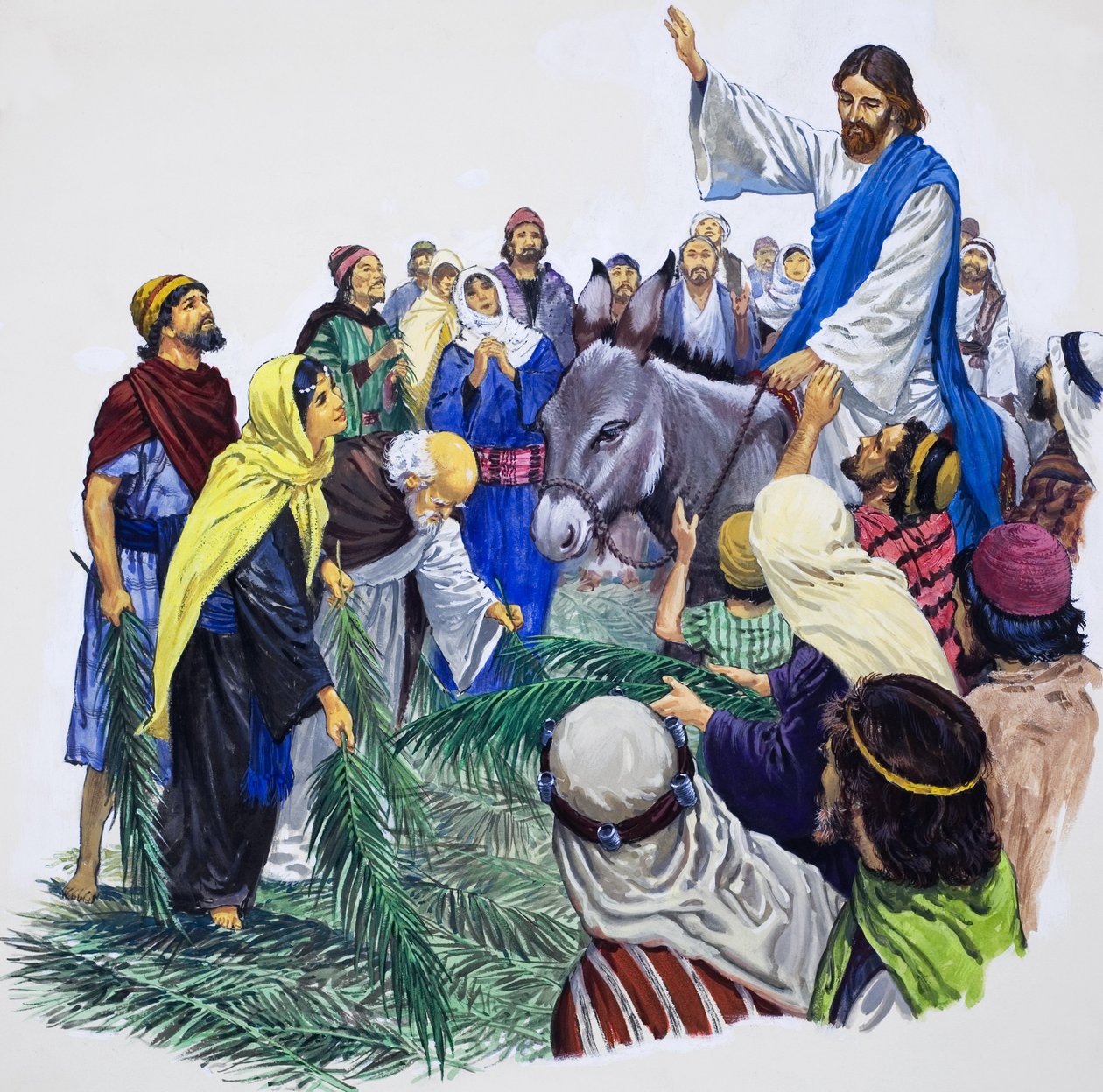 Krisztus bevonul Jeruzsálembe (gouache, papír) alkotó: English School