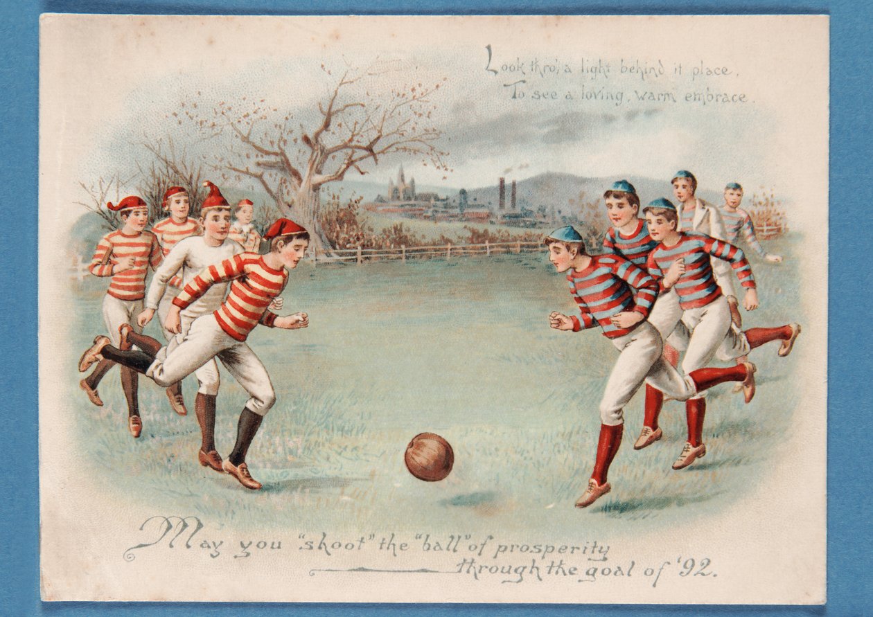 Karácsonyi képeslap egy futballmérkőzésről, 1892 alkotó: English School