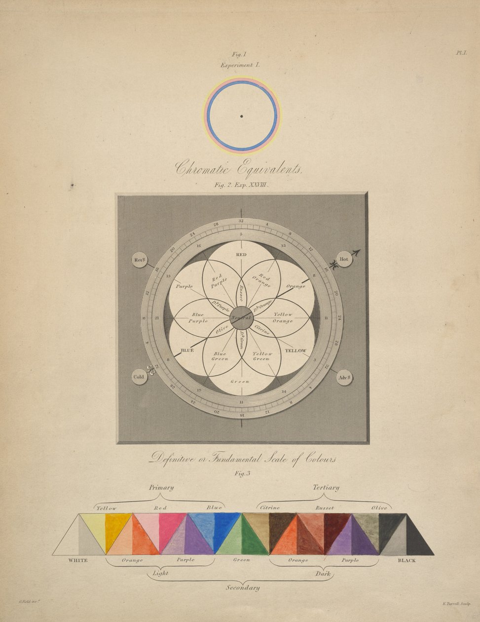 Chromatic Equivalents, a "Chromatics, or, An essay on the analogy and harmony of colours" című könyvből, írta George Field. alkotó: English School