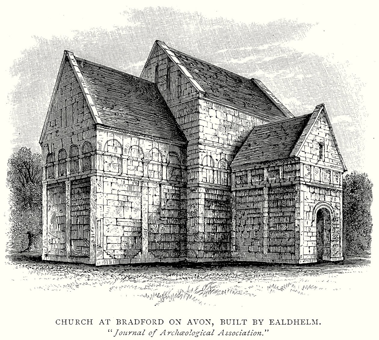Ealdhelm által épített templom Bradford on Avonban (metszet) alkotó: English School