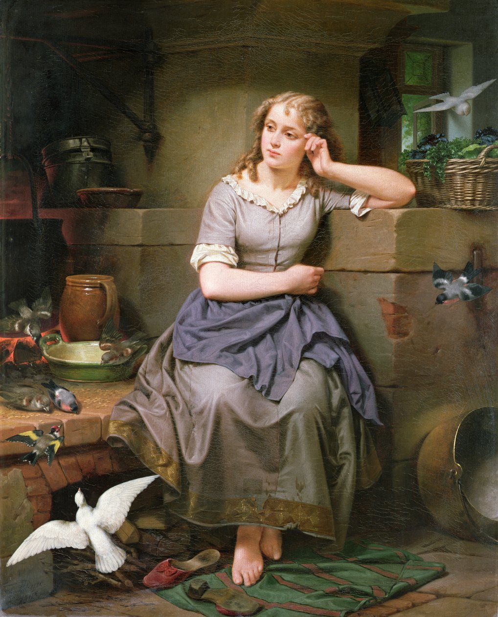 Hamupipőke és a madarak, 1868 alkotó: English School