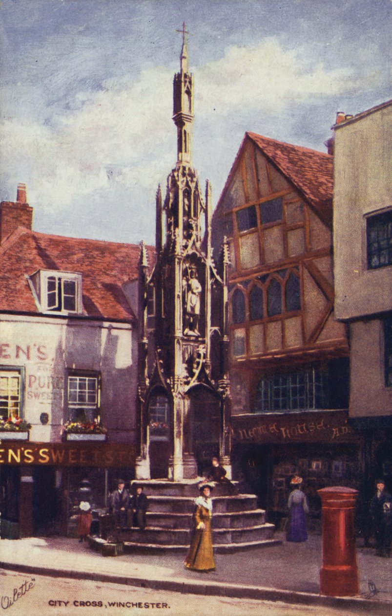 City Cross, Winchester (színes litográfia) alkotó: English School